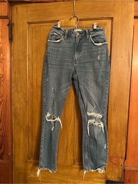 Abercrombie & Fitch Curve Love High Rise Mom Distressed Jeans 27/4R